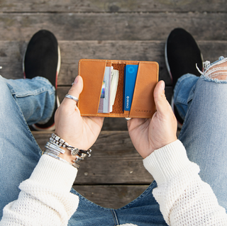 Leather Vertical Wallet With RFID Protection - Whiskey