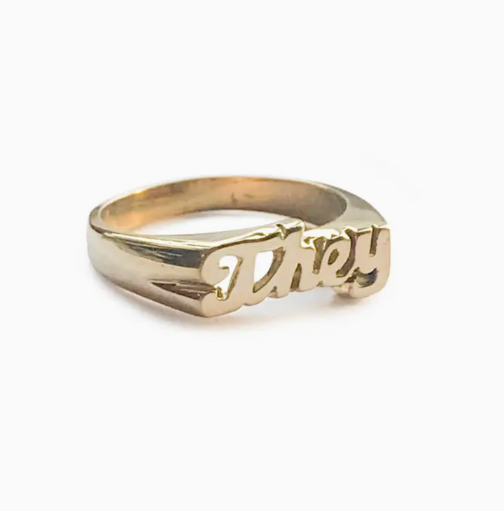 Hand-Carved They Ring - Brass