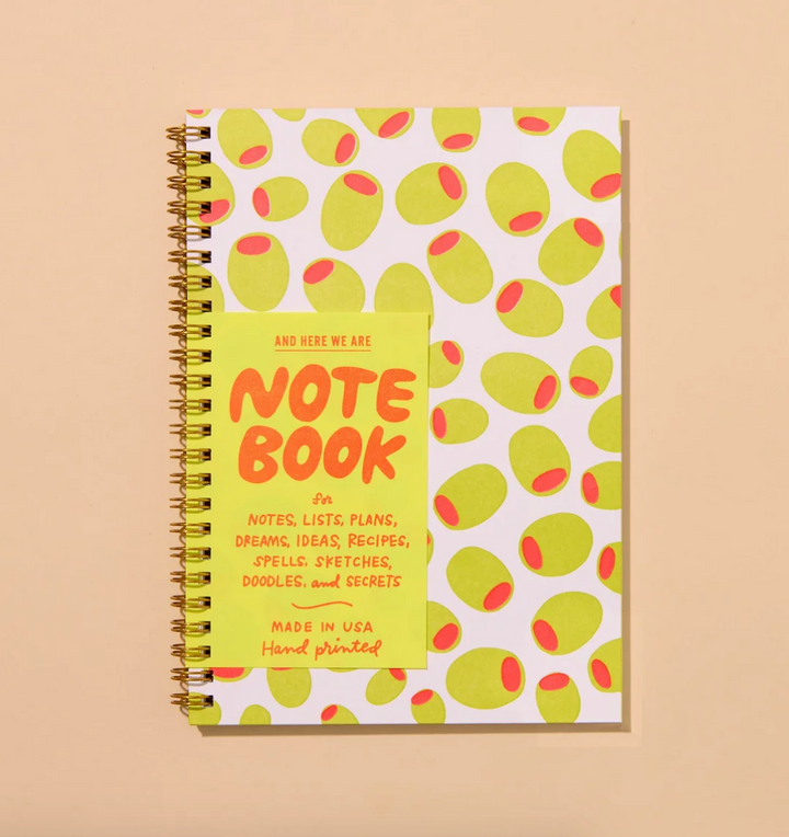 Spiral Letterpress Notebook - Olives