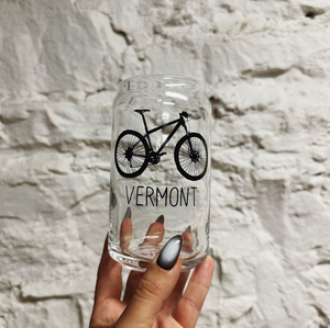 Vermont Mountain Bike Can Glass - Black