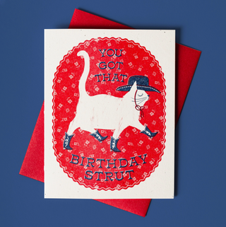 birthday strut cowboy cat card - BP5