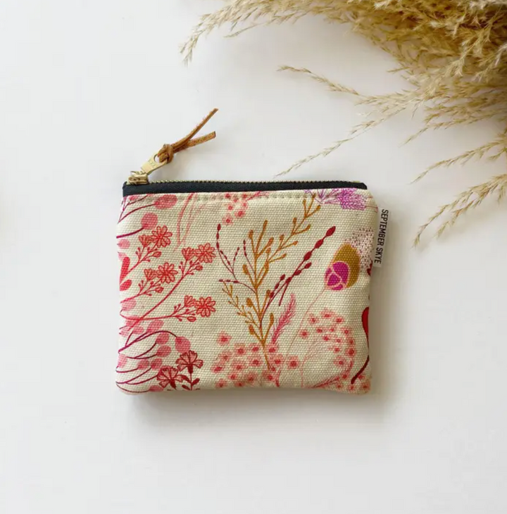 Small Square Pouch - Pink Meadow Floral