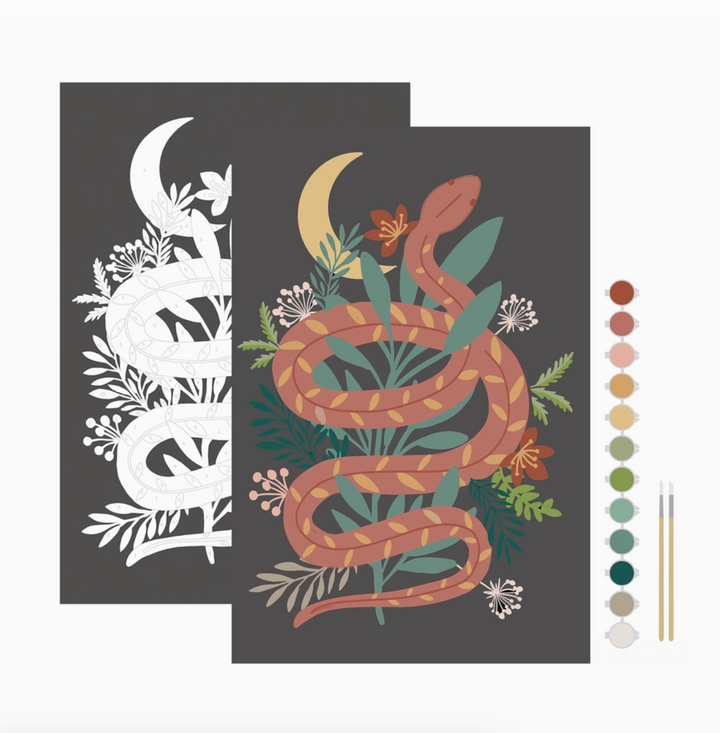 Floral Snake Meditative Paint By Numbers Kit