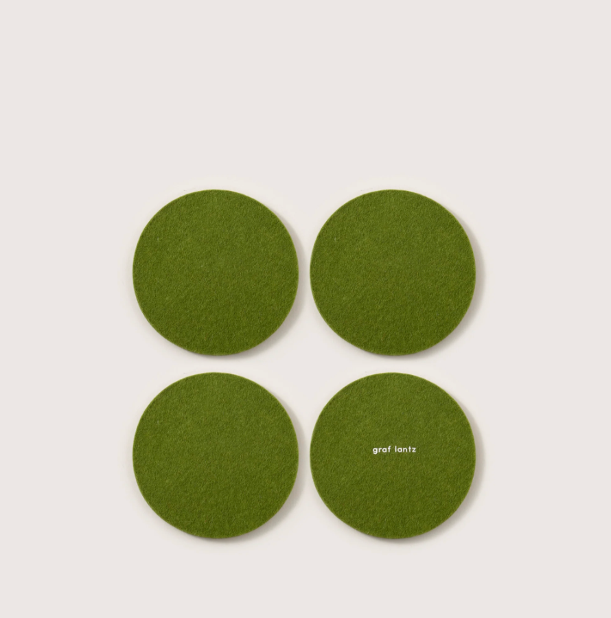 Bierfizl Round Felt Coaster 4 Pack - Loden Green