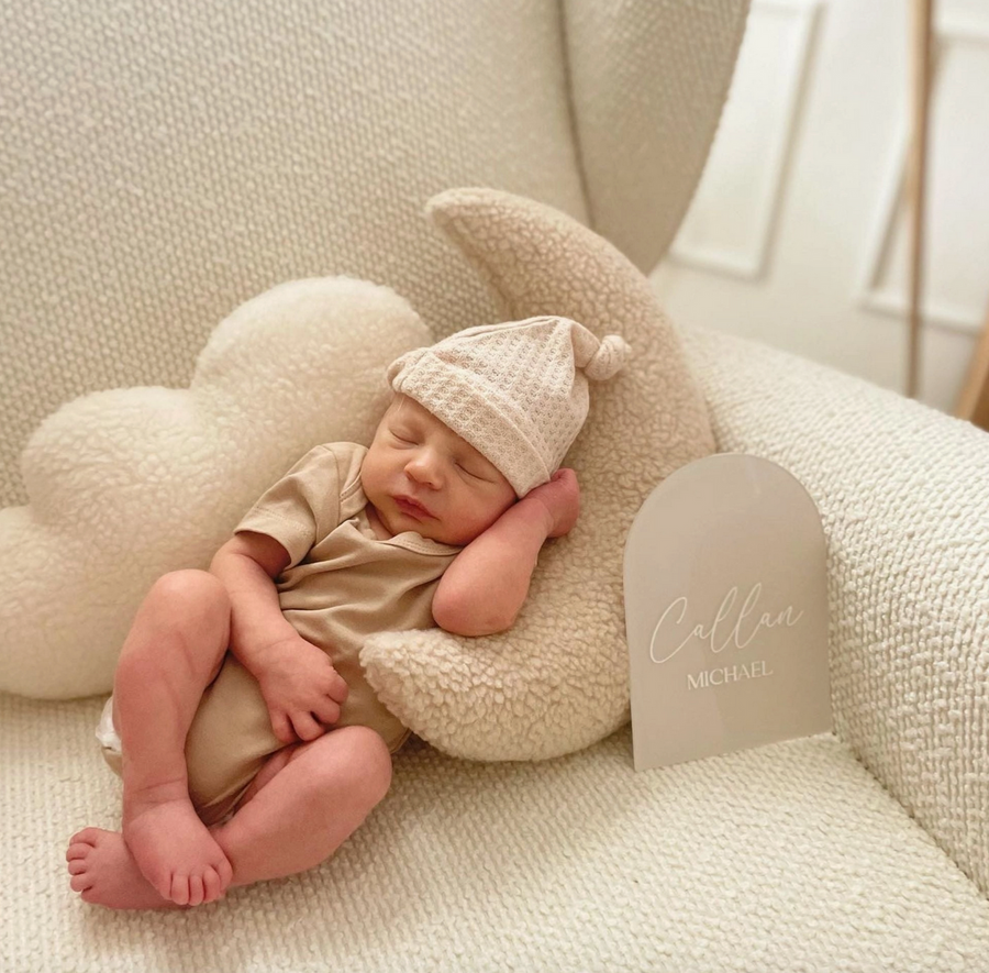 Big Moon Sherpa Fleece Cushion/ Pillow - Beige