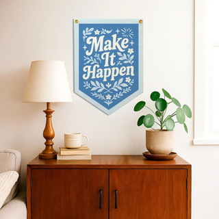 Make It Happen Felt Camp Flag Blue