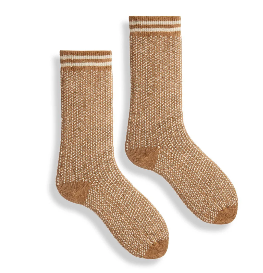 Cashmere/Wool Nordic Birdseye Women's Socks - Camel