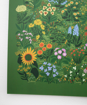 Wildflowers of North America Green Print