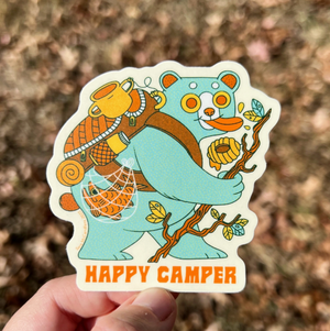 One Happy Camper Sticker