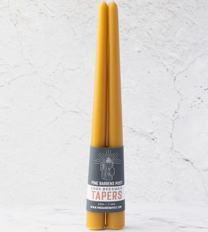 Pure Beeswax Classic Tapers - 10" Set of 2