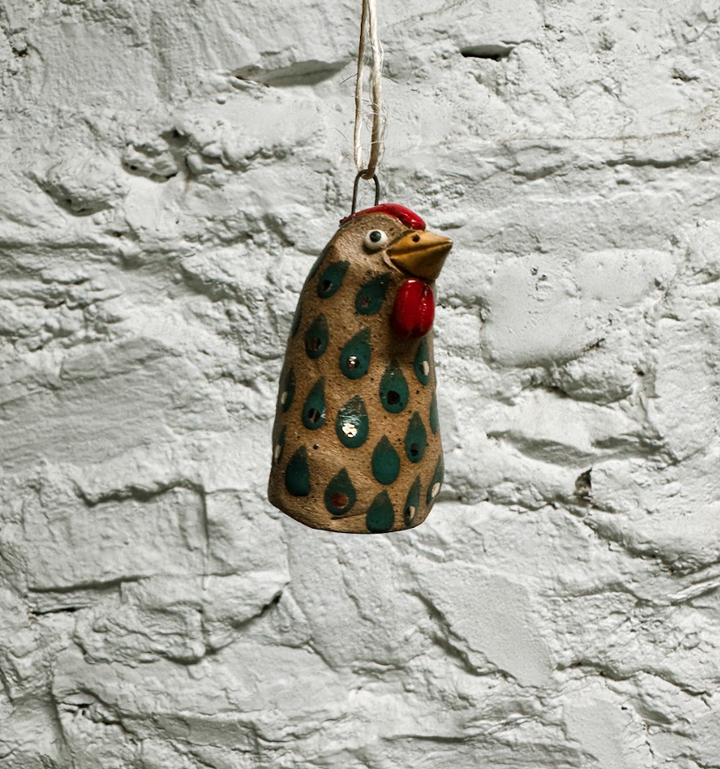 Victory Pottery Gold Spotted Chicken Ornament