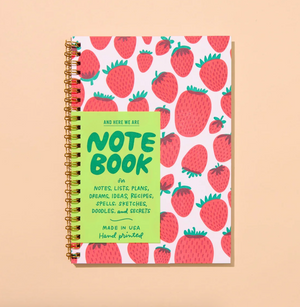 Spiral Letterpress Notebook - Strawberries