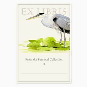 Set of 5 Large Bookplates - Great Blue Heron