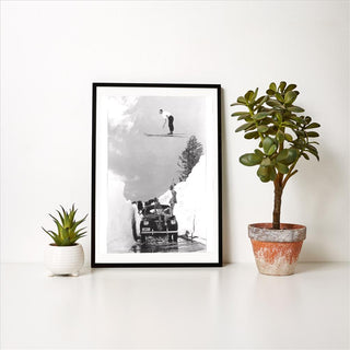 Man Ski-Jumping Over Road Print