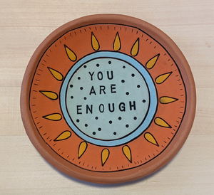 Matte Terracotta Handpainted Fun Worded Ring Dish - Assorted