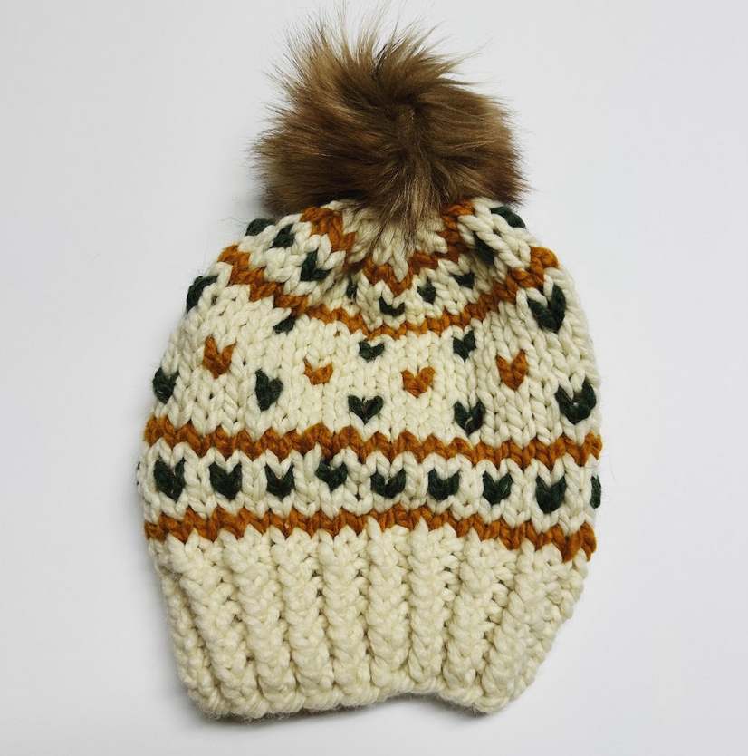 Common Deer Custom Fargo Hat With Faux Fur Pom
