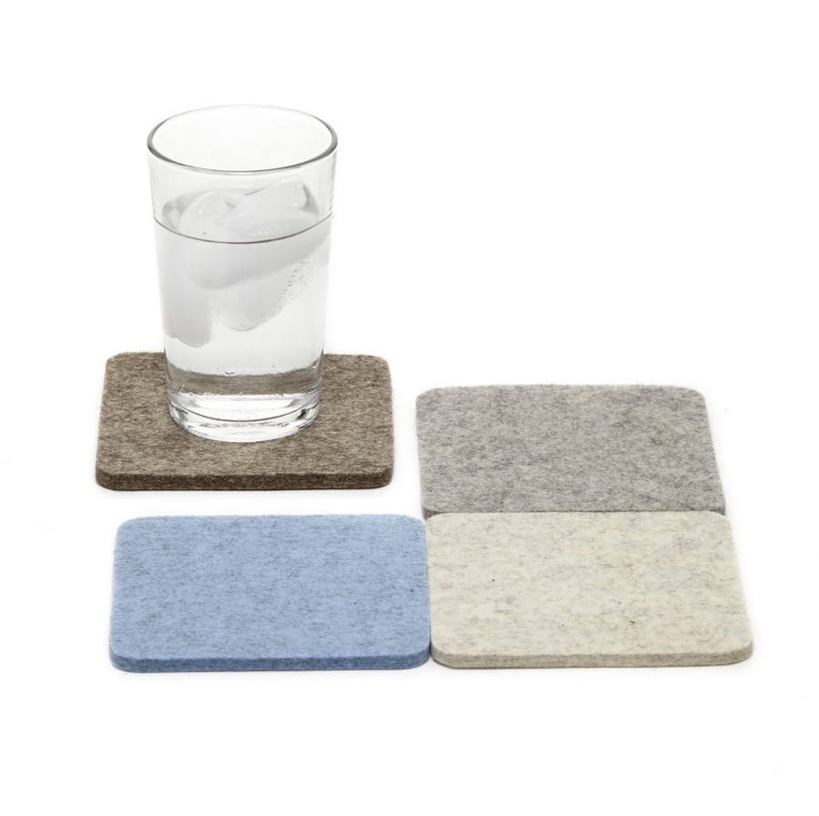 Merino Wool Square Coaster 4 Pack - Cobblestone