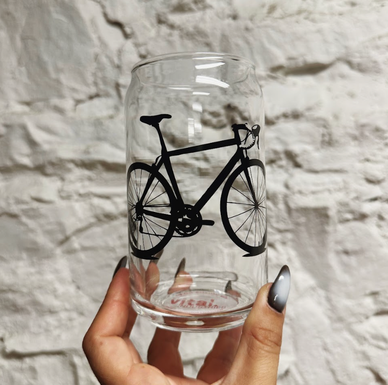 Road Bike Can Glass - Black