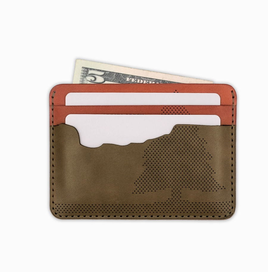 Perforated Leather Half Wallet - Giveback Collection Keep Forests Green