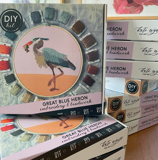 Beadwork Embroidery Kit 8" with Beadwork - Great Blue Heron