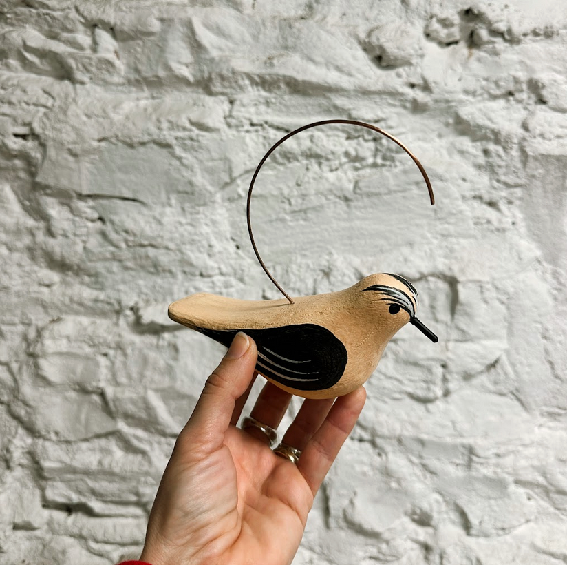 Hanging Handpainted Wooden Goldfinch Figurine