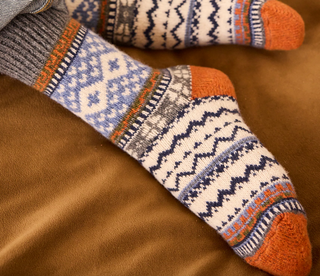 Fair Isle Wool Cashmere Socks - Pumpkin