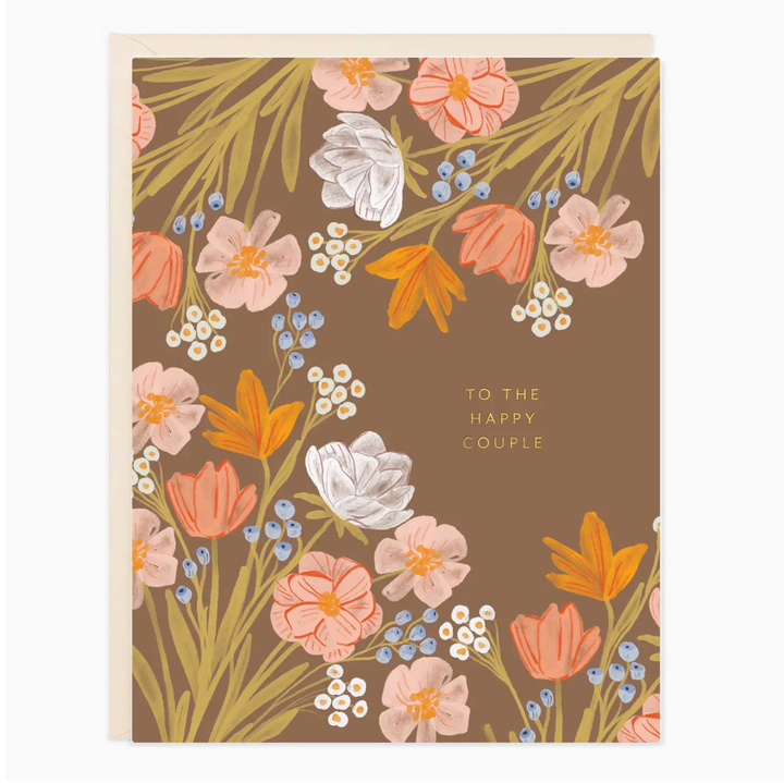 happy couple flowers card - RR4