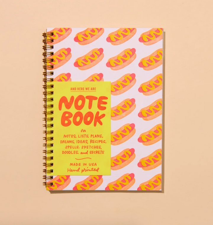 Spiral Letterpress Notebook - Hot Dogs