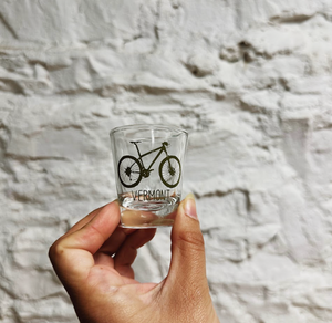 Burlington VT Mountain Bike Shot Glass - Moss Green