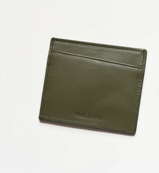 Italian Leather Card Case - Military Green