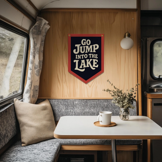 Go Jump In A Lake Navy &amp; Red Camp Flag