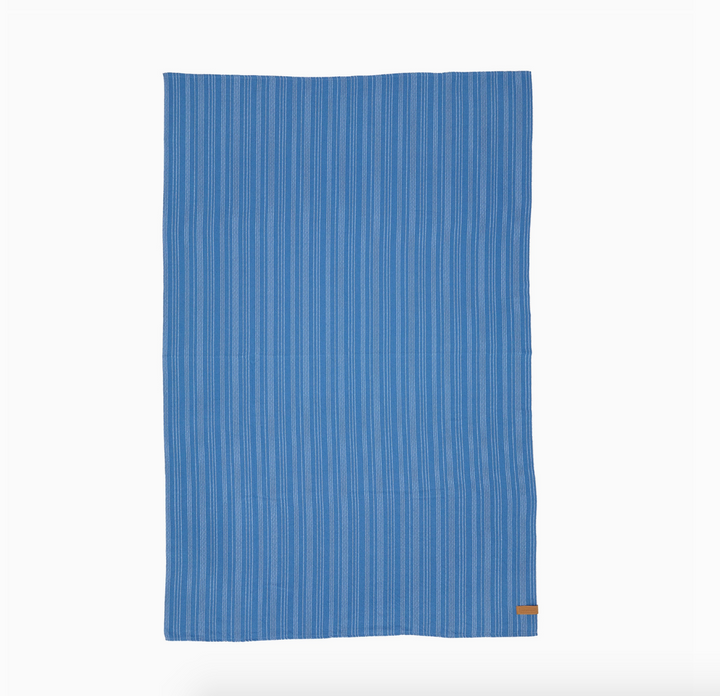 Woven Hudson Stripe Tablecloth - Mid Blue / Milk