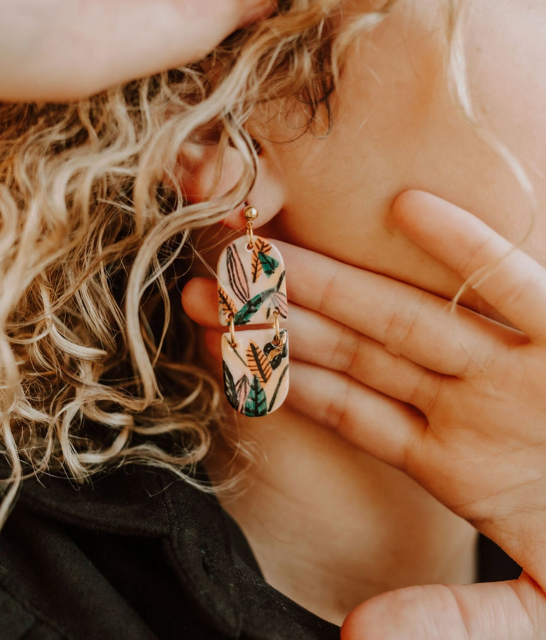 Hand Painted Tiered Jungle Earrings