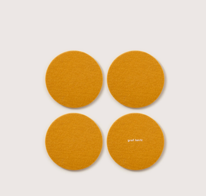 Bierfizl Round Felt Coaster 4 Pack - Turmeric