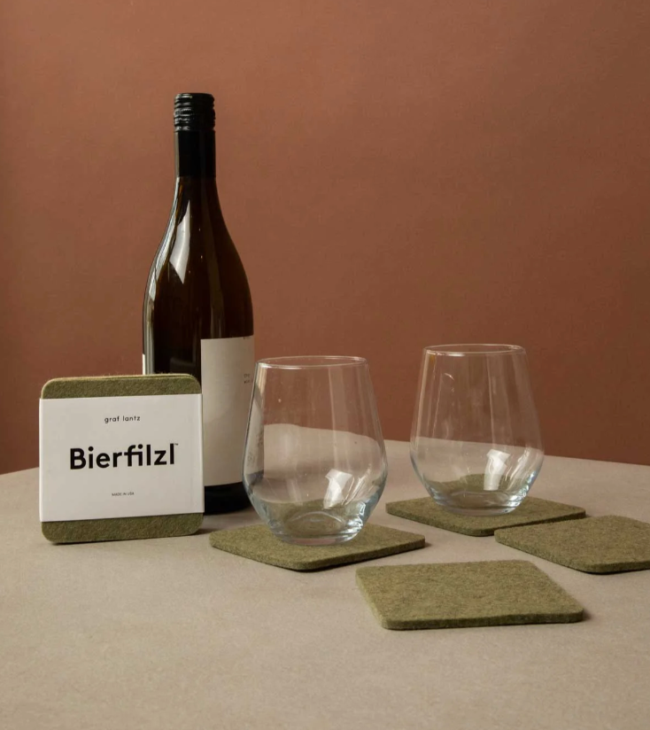 Bierfizl Square Merino Wool Felt Coaster - Sage