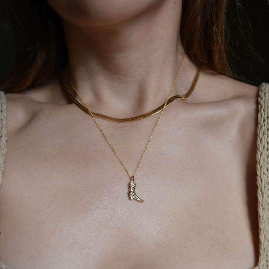 Cowboy Boot Necklace - 14k Gold Fill