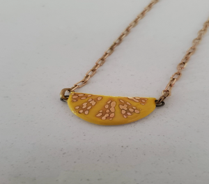 Hand Painted Lemon Wedge Pendant Necklace