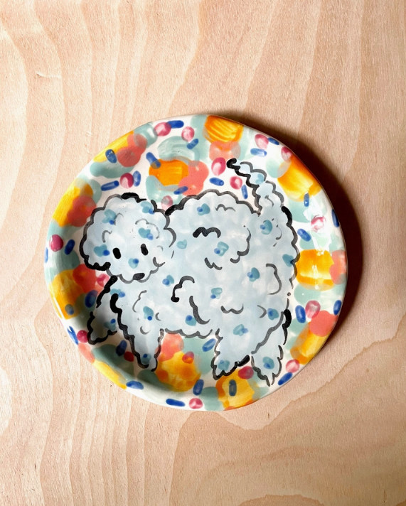 Poodle Hand Painted Plate