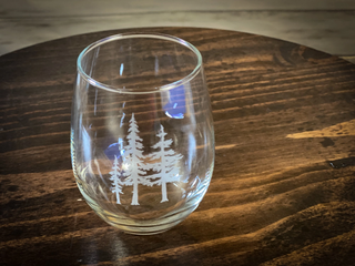 Three Trees Etched Stemless Wine Glass 15oz