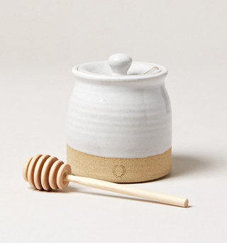 Farmhouse Pottery Beehive Honey Pot with Wooden Dipper