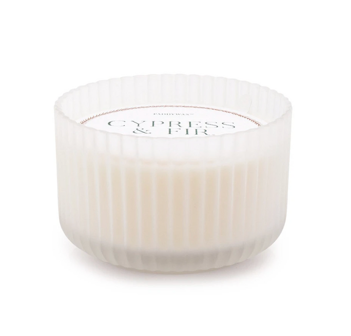Cypress Fir Holiday Ribbed Candle - 15oz