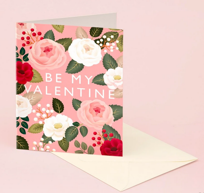 Pink Rose Be My Valentine Card - CC7