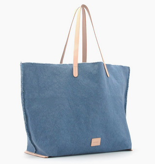 HANA BOAT BAG - Horizon Blue CANVAS/NATURAL LEATHER