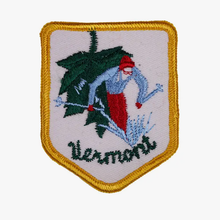 Vintage Vermont Embroidered Patch Skier