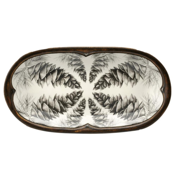 Laura Zindel Rectangular Serving Dish - White Pine Cone