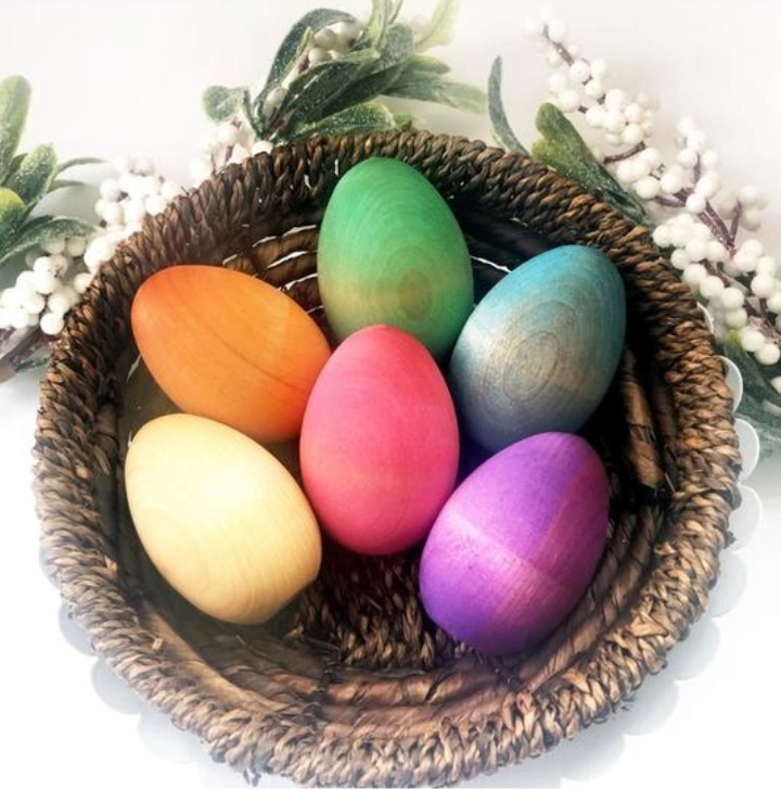 Rainbow Wooden Eggs - Set of 6