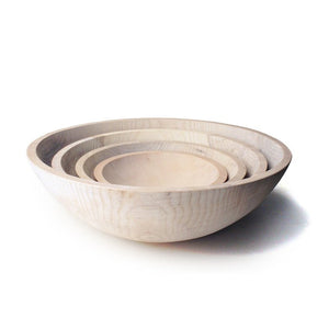 Farmhouse Pottery Crafted Wooden Bowl - White