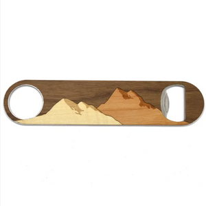 Wood &amp; Steel Bottle Opener - Mountains