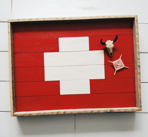 Handmade Reclaimed Wood Tray - Reverse Swiss Cross