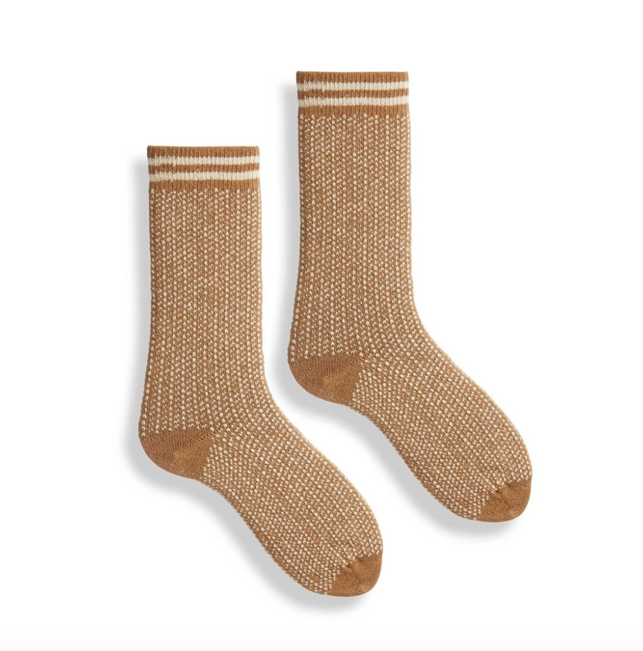 Cashmere/Wool Nordic Birdseye Women's Socks - Camel